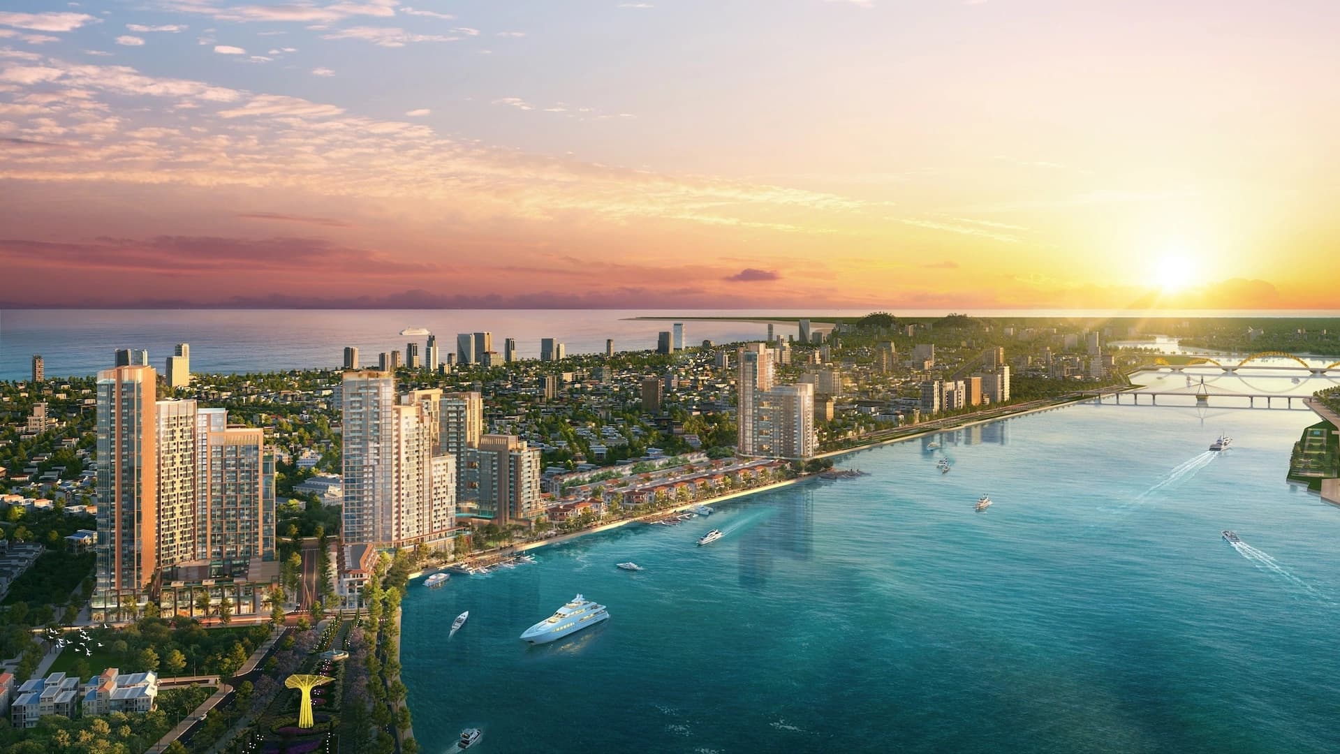 Tháp căn hộ thương mại dịch vụ Symphony 5 thuộc tổ hợp Sun Symphony Residence ven sông Hàn đáp ứng nhu cầu khai thác lưu trú. Ảnh: Ánh Dương